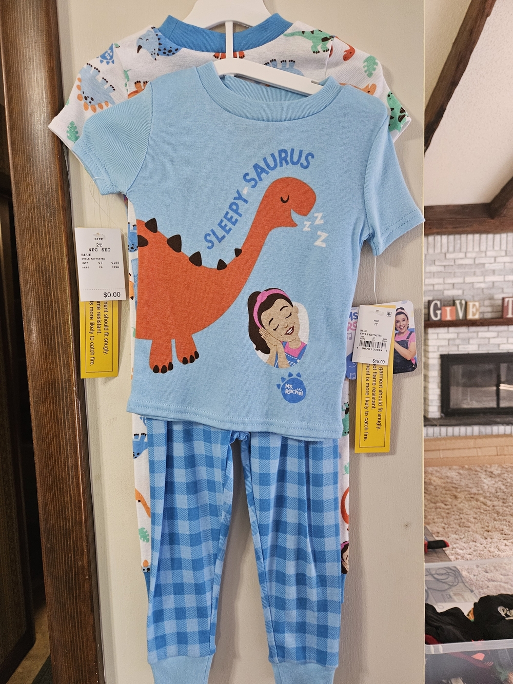 Ms Rachel Blue 'Sleepy Saurus' Kids Pajama Set